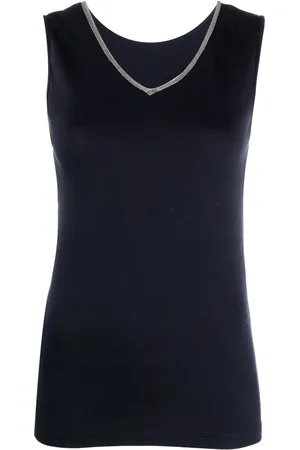 Fabiana Filippi Camiseta con mostacillas en el cuello
