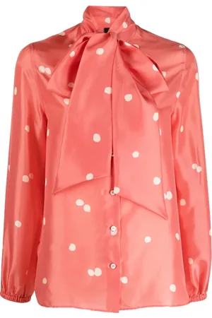 Aspesi Camisa de seda con moño en el cuello