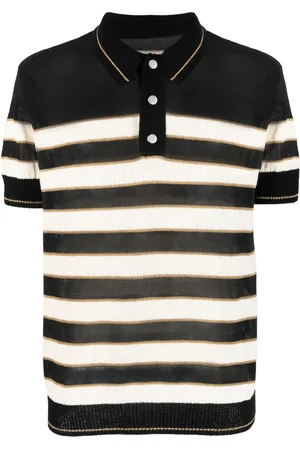 Balmain Playera tipo polo con motivo de rayas y logo en intarsia
