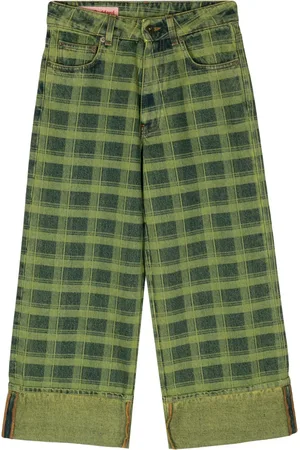 Molly Goddard Jeans anchos con estampado de cuadros