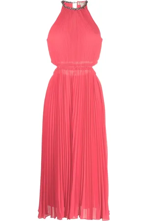 Michael Kors Vestido midi plisado con cuello halter