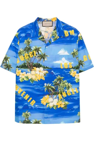 Gucci Camisa bowling con palmeras estampadas