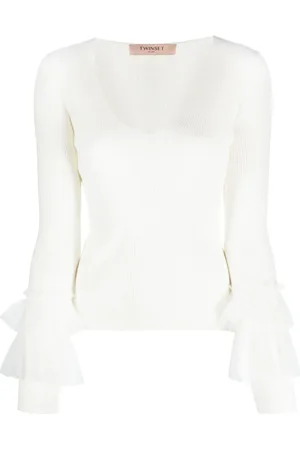 Twin-Set Top de canalé con apliques de tul