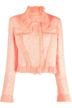 GENNY Blazer con botones y bordes de flecos