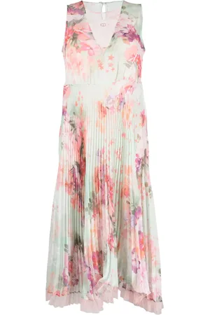 Twin-Set Vestido midi con estampado floral y diseño plisado