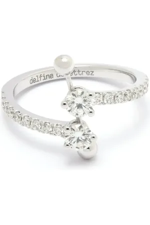 DELFINA DELETTREZ Anillo Contrariè en oro blanco de 18kt con diamantes