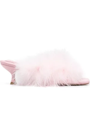 Sleeper Sandalias con detalle de plumas y kitten heel
