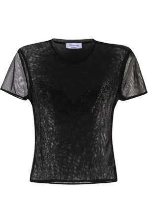 BLUMARINE Playera transparente con detalle de mostacillas