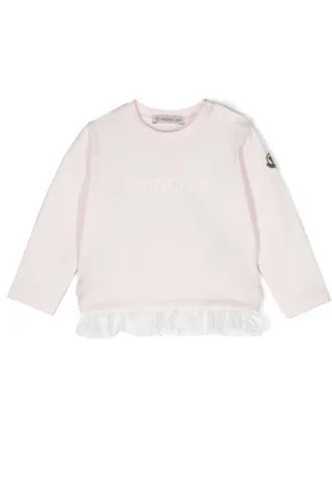 Moncler Playera manga larga con logo estampado