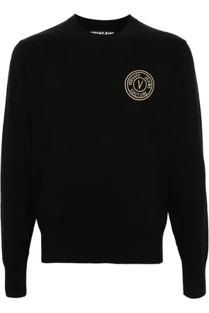 VERSACE Suéter con cuello redondo y logo bordado