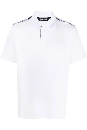 Roberto Cavalli Playera tipo polo de piqué con animal print