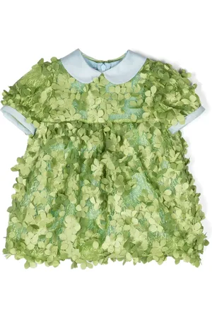 Mimisol Vestido acampanado con aplique floral