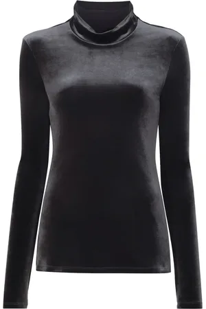 Proenza Schouler Top con efecto de terciopelo y cuello vuelto