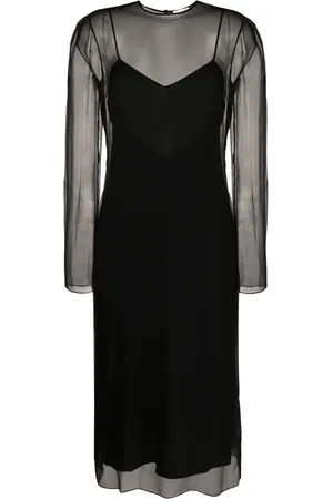 Salvatore Ferragamo Vestido midi de seda con diseño semitransparente