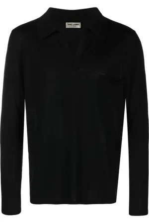 Saint Laurent Playera tipo polo tejida con logo bordado