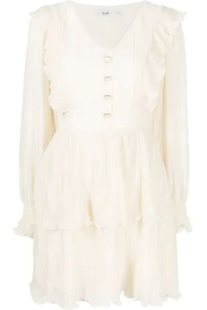 B+AB Vestido manga larga con volantes