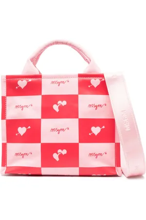 Msgm Tote con logo estampado y motivo de cuadros