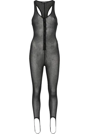 ANDREADAMO Jumpsuit semitransparente de tejido fino de canalé