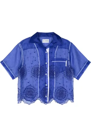 Des Phemmes Blusa de seda con bordado inglés