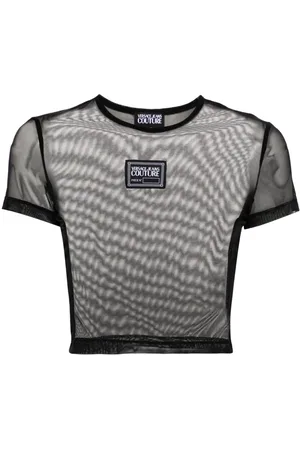 VERSACE Top de malla con parche del logo