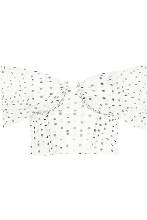 Self-Portrait Top corto con estampado de lunares