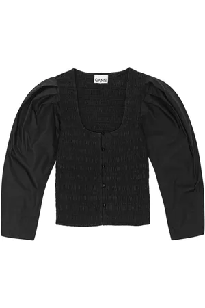 Ganni Blusa corta con cuello en U