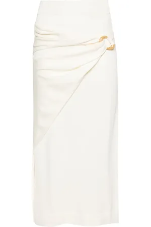 Jil Sander Falda midi de tejido fino