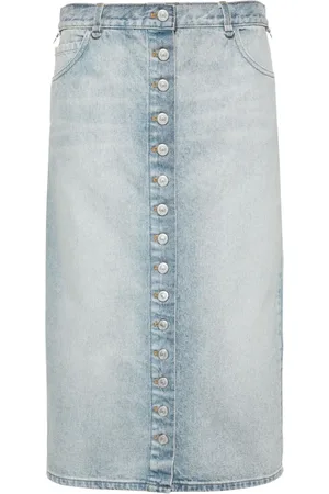 Courrèges Falda midi de mezclilla con apliques D