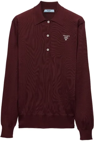 Prada Playera tipo polo de seda con logo bordado