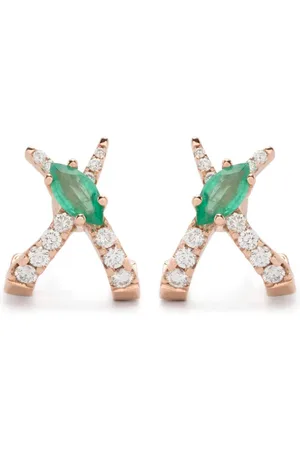 GOLD Arete Jardín de Aire en oro rosa de 18kt con diamantes y esmeralda