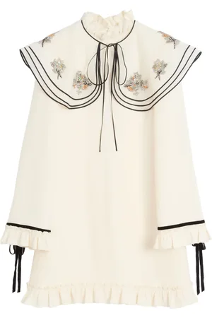 VALENTINO GARAVANI Vestido de seda con cuello oversize