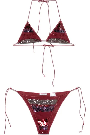 Oseree Bikini micro con rayas de lentejuelas
