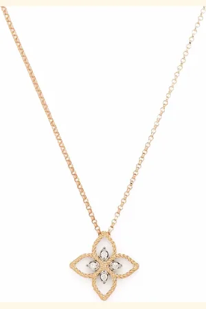 Roberto Coin Collar Princess Flower con dije de flor en oro rosa de 18kt con diamante