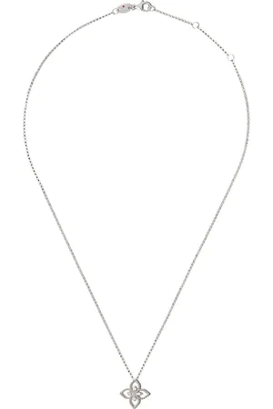 Roberto Coin Collar Princess Flower en oro blanco de 18kt con diamantes