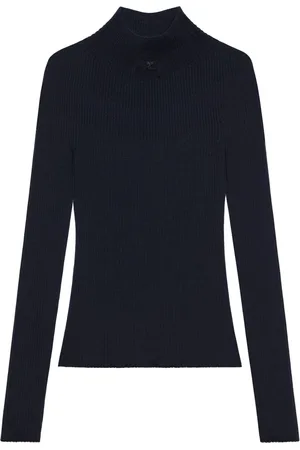 Courrèges Suéter tejido de canalé con cuello alto