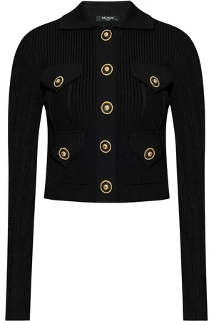Balmain Cárdigan tejido de canalé con detalle calado