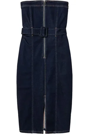Twin-Set Vestido midi de mezclilla estilo bustier