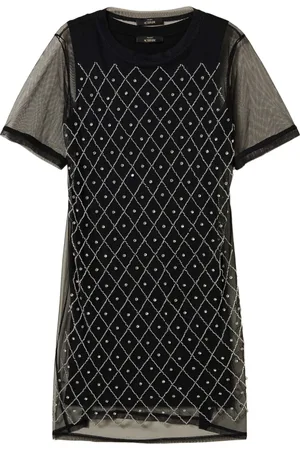 Twin-Set Vestido corto con tul bordado