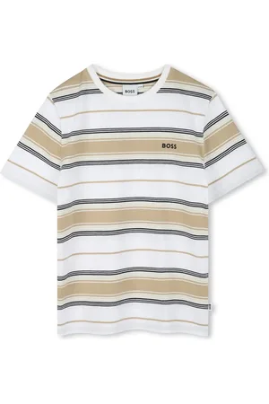 HUGO BOSS Playera con logo estampado y motivo de rayas