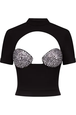 AREA Playera con detalles de cristal