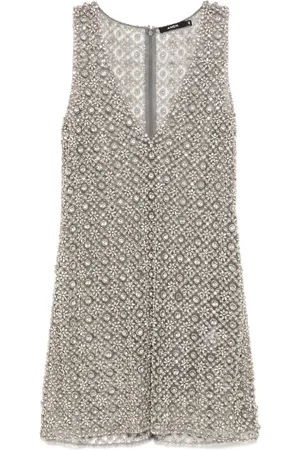 AMEN Vestido corto con red bordada