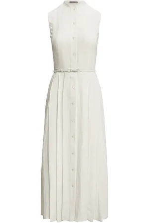 Ralph Lauren Vestido midi con diseño plisado y cinturón