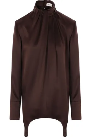 Saint Laurent Blusa de seda con detalle