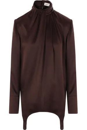 Saint Laurent Blusa de seda con detalle
