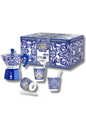 Bialetti Set para tres personas Moka Express Blu Mediterrane de x Dolce & Gabanna