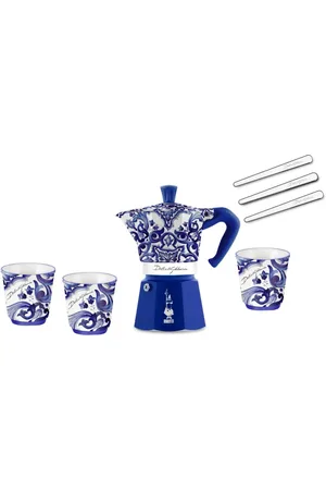 Bialetti Set para tres personas Moka Express Blu Mediterrane de x Dolce & Gabanna