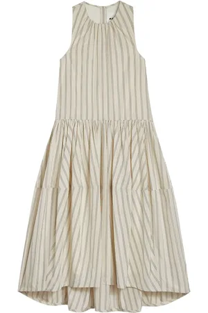 Jil Sander Vestido midi con rayas estampadas