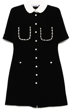 DICE KAYEK Vestido recto manga corta con cuello Peter Pan