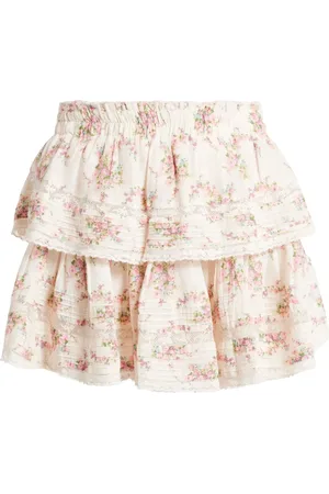 LOVESHACKFANCY Falda corta con estampado floral