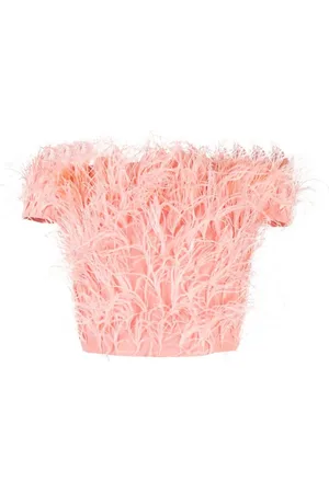 Cult Gaia Top corto con detalle de plumas